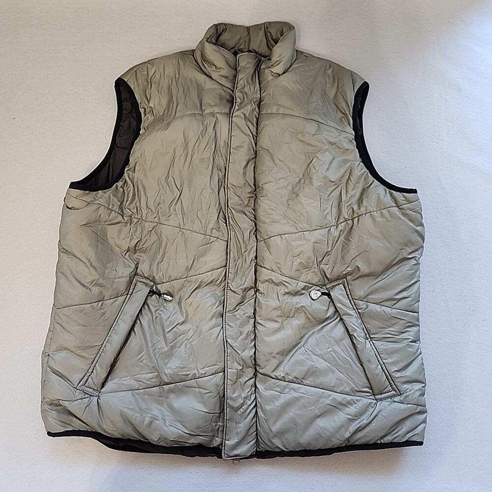 Woolrich Mens XL Puffer Vest Shale Gray 18025 Zipper Snap Closure Zip‎ Pockets